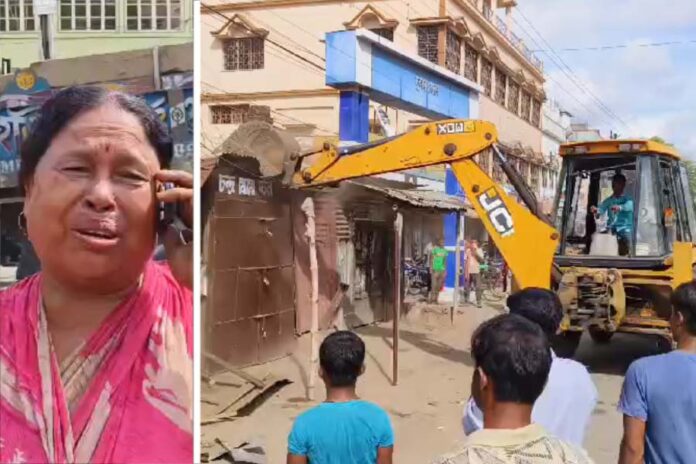 In Tulkalamkand Rampurhat, the occupiers' eviction campaign surrounded the hands of traders